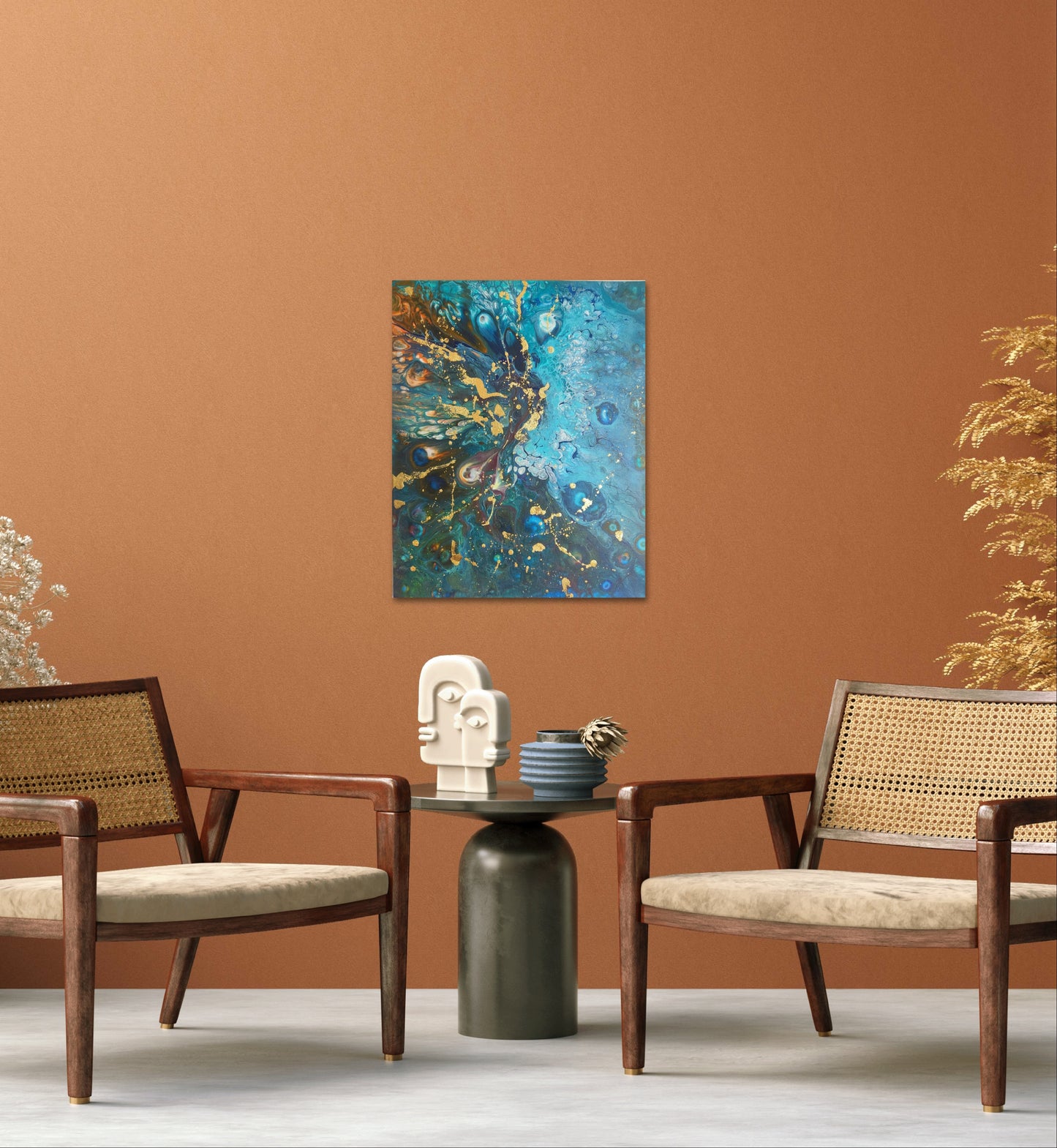 “Golden Ocean Vibes: Energy and Emotions on Canvas!”