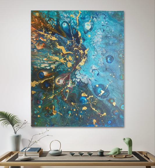 „Golden Ozean Vibes: Energie und Emotionen auf Leinwand!“