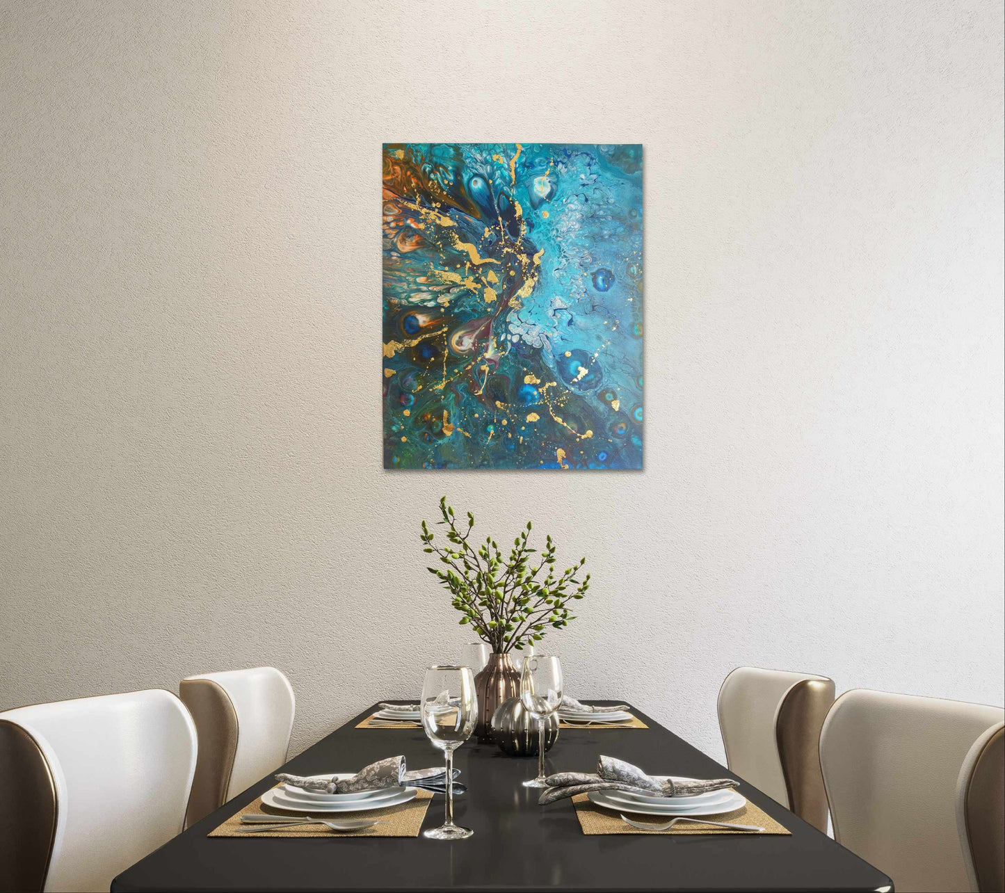 “Golden Ocean Vibes: Energy and Emotions on Canvas!”